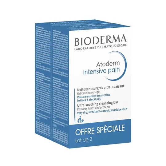 Bioderma Atoderm Intensive Pain Nettoyant Surgras Peaux Sensibles Très Sèches 2 x 150g