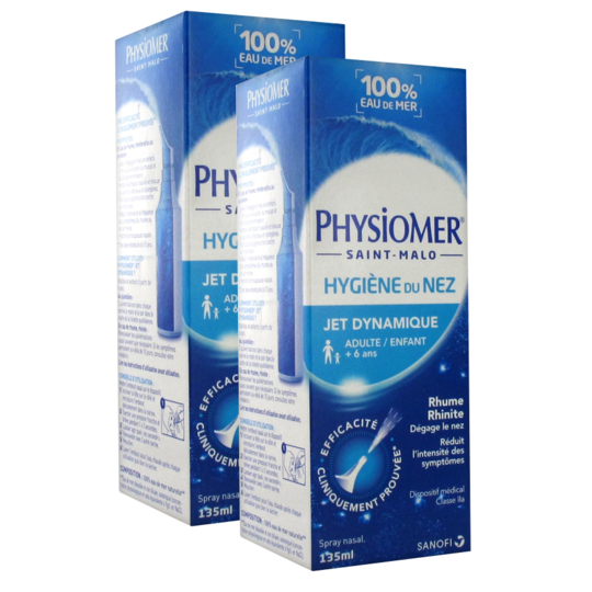 PHYSIOMER Spray Nasal Hygiène du Nez Jet Dynamique - Lot de 2 x 135 ml
