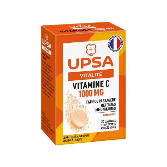 Vitamine C 1000 Mg Goût Orange 20 Comprimés Effervescents