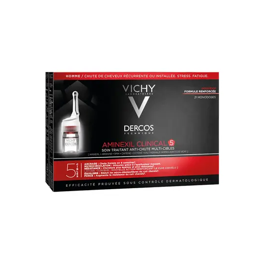 Vichy Dercos Technique Aminexil Clinical 5 Homme 21 Ampoules Monodoses