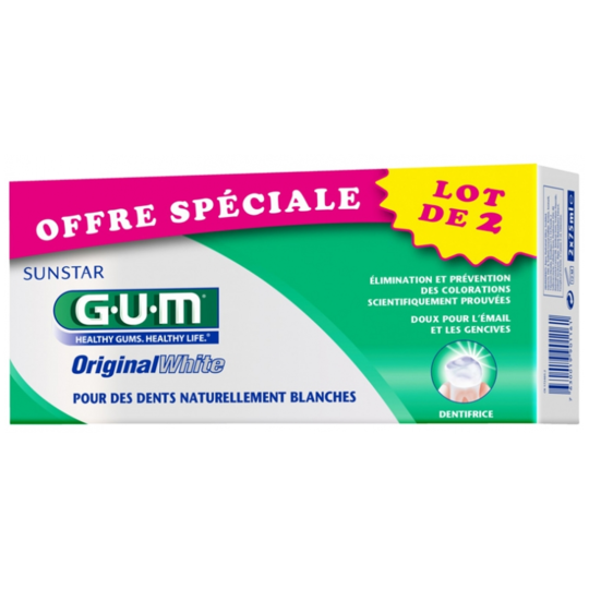 GUM Dentifrice Original White 2 x 75 ml