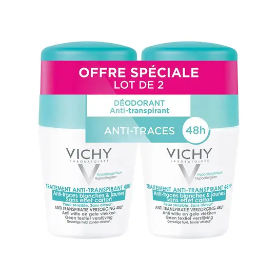 Vichy Traitement Anti-Transpirant 48H Anti-Traces Lot 2 x 50 ml