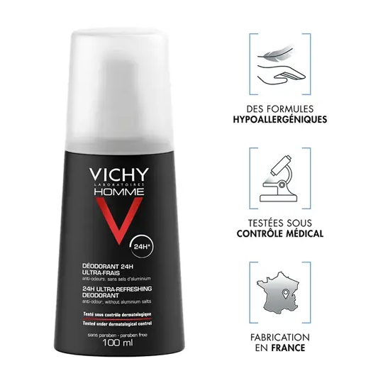 Vichy Homme Déodorant Vaporisateur Ultra-frais 2 x 100 ml