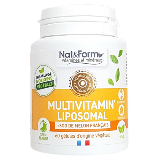 Multivitamines Liposomal + SOD de Melon Français - 60 Gélules d'Origine Végétale