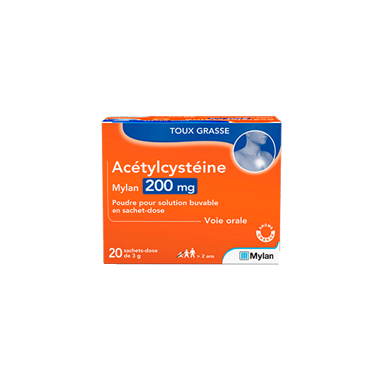 Acétylcystéine 200 mg - Boîte de 20 sachets-doses en poudre