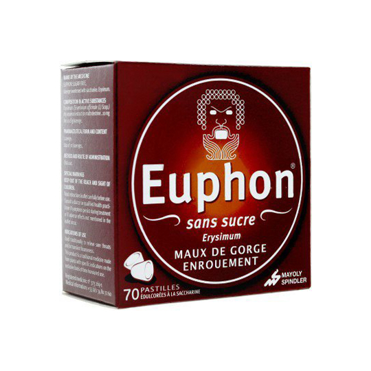 Euphon Erysimum Sans Sucre Maux de Gorge Enrouement - 70 pastilles