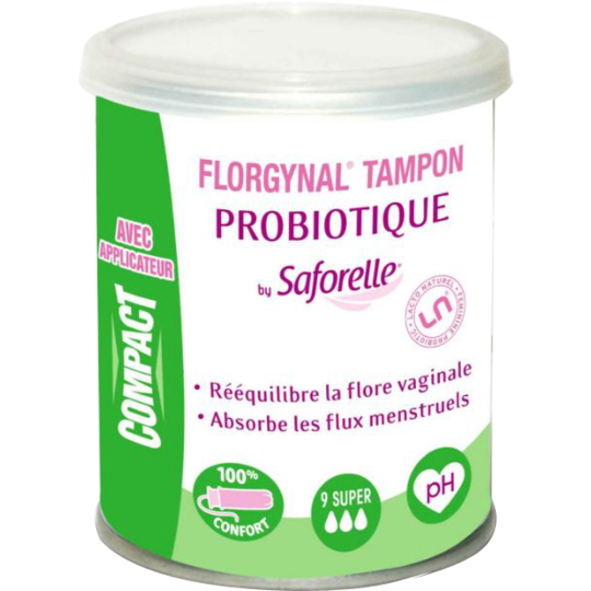 FLORGYNAL - Tampon Probiotique Compact Super - 9 tampons