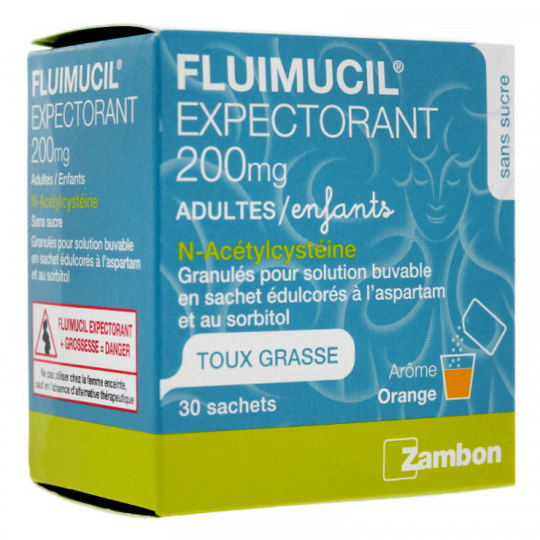 FLUIMUCIL - Solution Buvable Expectorante 200 mg Granules - 30 sachets