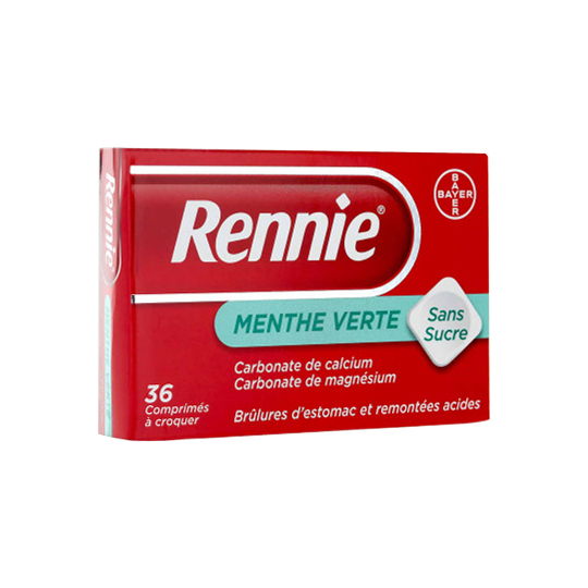RENNIE - Brûlures d'Estomac & Remontées Acides Menthe Verte - 36 comprimés