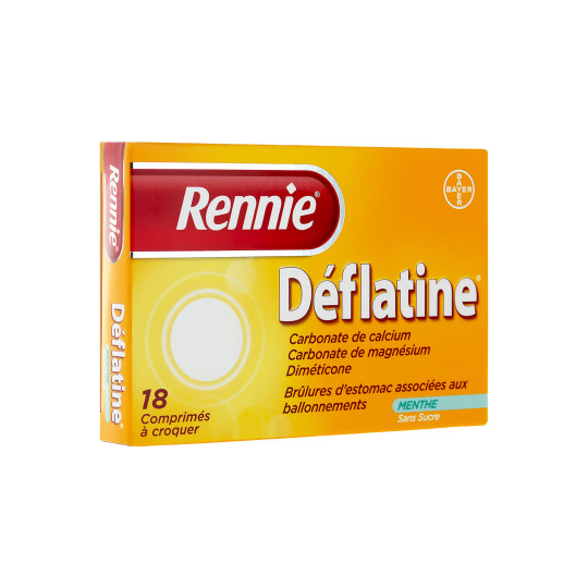 RENNIE - Déflatine - Brûlures d'Estomac avec Ballonnements - 18 comprimés