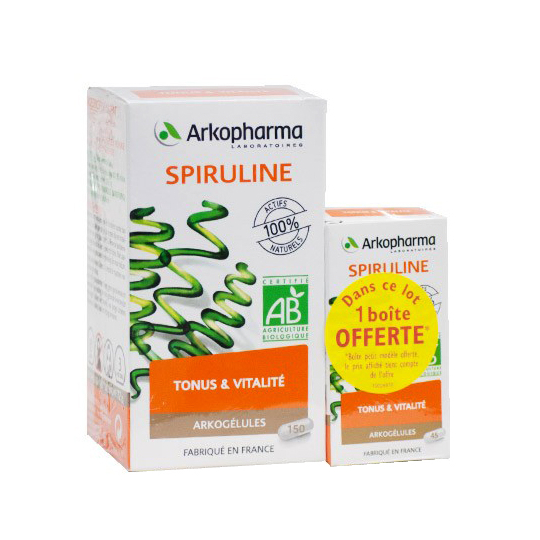 Arkopharma Arkogélules Spiruline Bio 150 gélules + 1 boite 45 gélules offerte