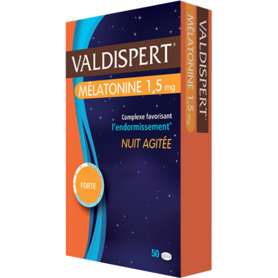VALDISPERT - Mélatonine 1,5 mg Endormissement , Horaires Décalés - 50 comprimés
