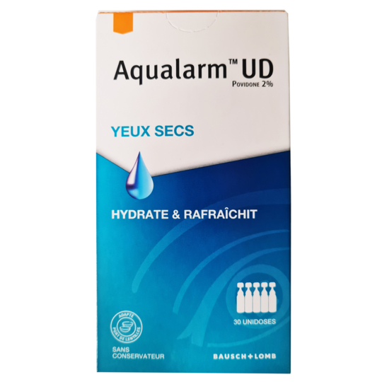 AQUALARM - Yeux Secs - Collyre Hydrate & Lubrifie la Surface Oculaire - 30 Unidoses