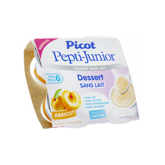 PEPTI-JUNIOR - Crème Dessert sans lait Abricot - 4 pots    