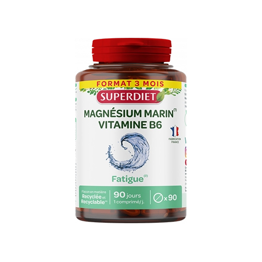 Superdiet Fatigue Magnésium d'origine marine + Vitamine B6 - 90 comprimés