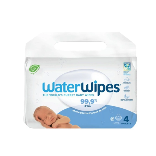Gilbert Lingettes WaterWipes 4 x 60 lingettes