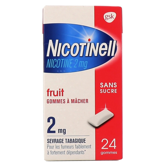 NICOTINELL 2 mg Fruit - Sans sucre - 24 gommes