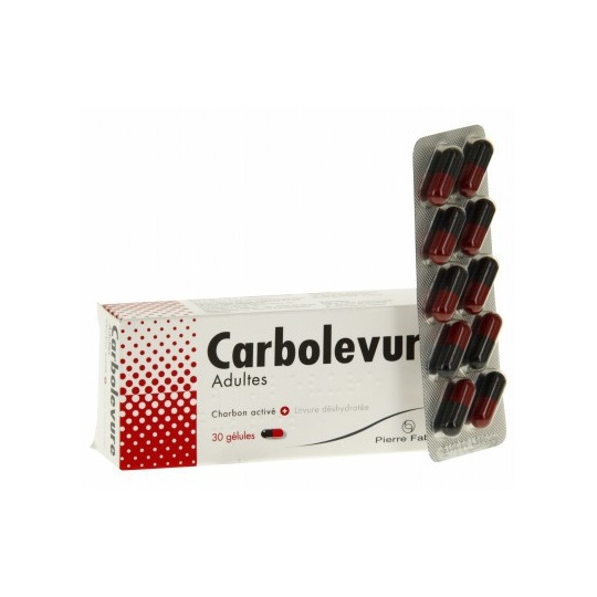 CARBOLEVURE - Ballonnement Intestinal Diarrhée Adultes - 30 gélules