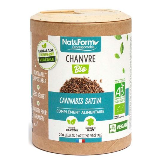Chanvre Bio Cannabis Sativa - 200 Gélules d'Origine Végétale