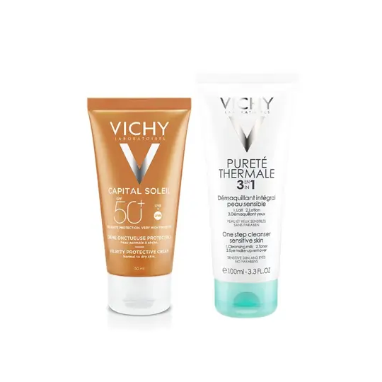 Vichy Capital Soleil Crème Onctueuse Protectrice SPF50+ 50 ml + Pureté Thermal Démaquillant Intégral 100 ml