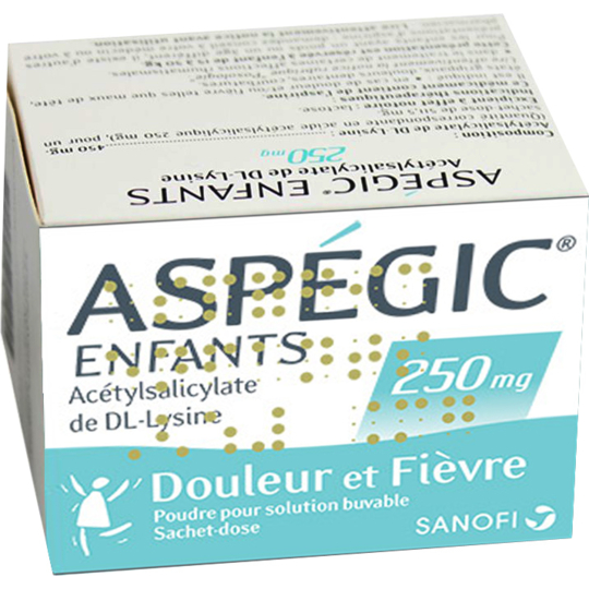 Aspégic 250 mg enfants - 20 sachets en poudre à diluer