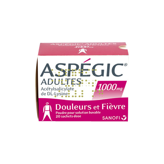 Aspégic 1000 mg Adultes - 20 sachets en poudre à diluer