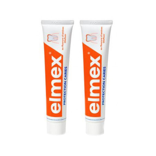 ELMEX PROTECTION CARIES - Dentifrice Rouge - Lot de 2 x 75 ml