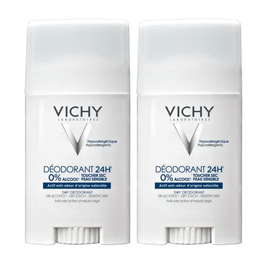 Vichy Déodorant 24H Toucher Sec Sans Sels d'Aluminium Lot de 2 x 40 ml