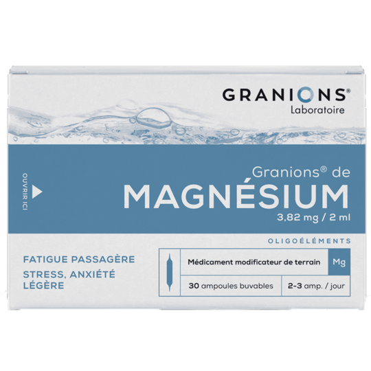 Granions de Magnésium 2 ml Fatigue & Stress - 30 ampoules buvables