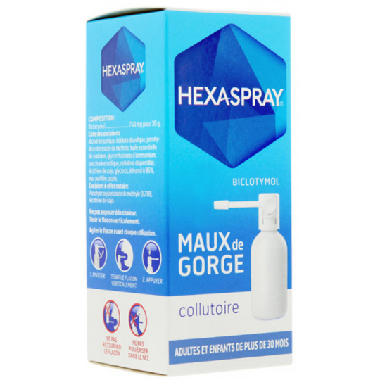HEXASPRAY - Collutoire Maux de Gorge Adultes & Enfants - 30 g