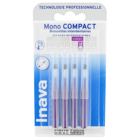 INAVA - Mono Compact - Brossettes interdentaires Violet 1,8 mm - 4 pièces