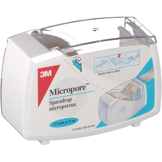 MICROPORE - Sparadrap chair avec dévidoir 25 mm x 5 m -1 unité