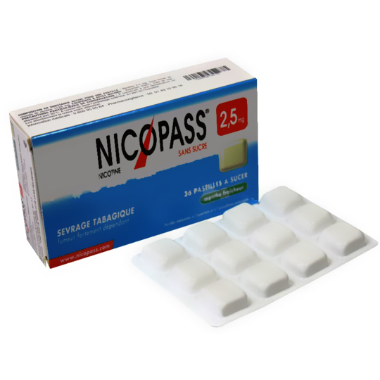 Nicopass 2,5 mg Menthe Fraîche - 36 pastilles