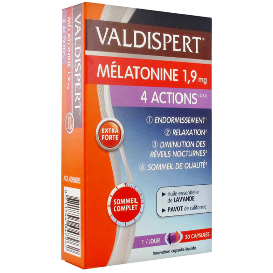 Valdispert 4 actions mélatonine 1.9mg - 30 capsules