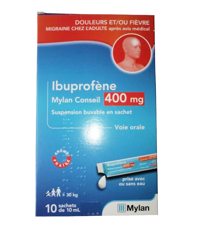Ibuprofène Mylan Conseil 400 mg Suspension Buvable en Sachet - 10 ...