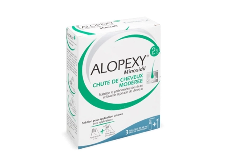Alopexy 2% chute de cheveux Minoxidil 2% 3 x 60 ml | Pharmacie ...