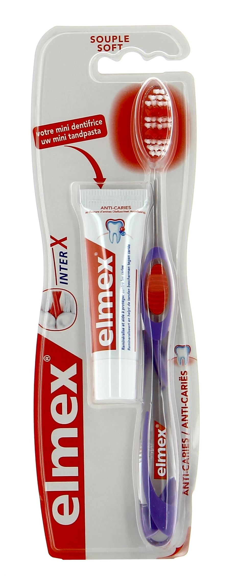 ANTI-CARIES - Brosse à dents Inter X Souple + Mini-Dentifrice Offerte