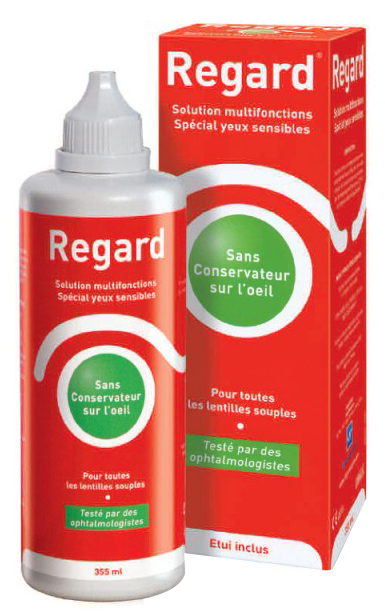 Regard Solution d'entretien pour lentilles souples Regard, 3 flacons de 355  ml + 3 étuis